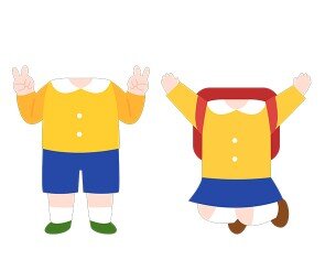 원복 입은 어린이 합성이미지