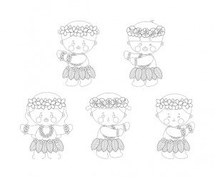 훌라춤 추는 아이 색칠 모음