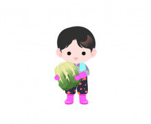 배추 들고 있는 남아