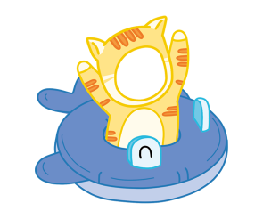 튜브 낀 노란 고양이 합성 이미지