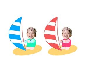 윈드서핑하는 아이 합성이미지