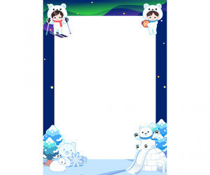 이글루 북극곰 겨울 테두리