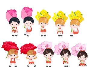 꽃 들고 있는 아이