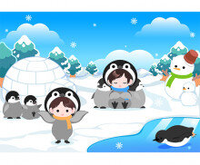펭귄과 이글루 배경