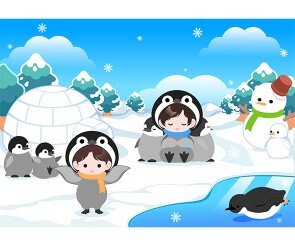 펭귄과 이글루 배경