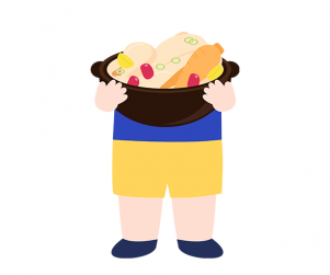 삼계탕 들고 있는 아이 합성이미지