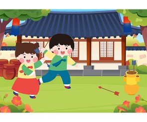 투호놀이하는 아이들 배경