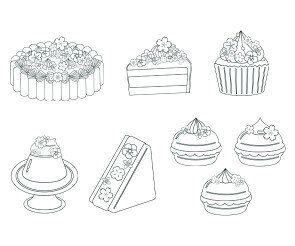 꽃잎 디저트 색칠 모음