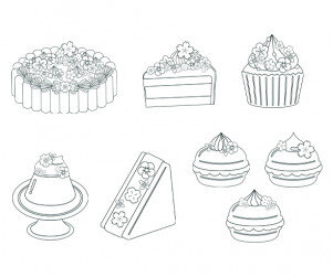 꽃잎 디저트 색칠 모음