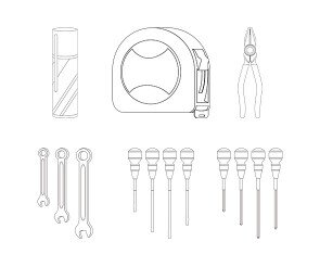 공구(니퍼,드라이버,줄자,스패너,스프레이)색칠 모음