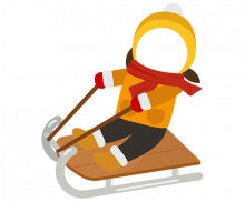 썰매타는 아이 합성이미지