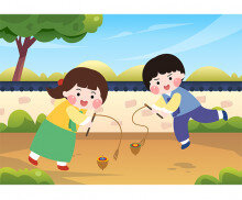 팽이치기하는 아이들 배경