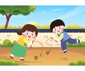 팽이치기하는 아이들 배경