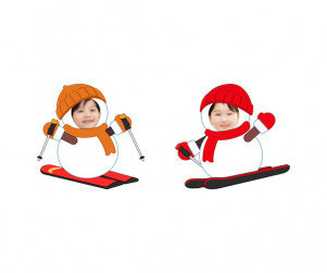 스키 타는 눈사람 합성 이미지