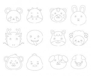 십이지신 얼굴(색칠)