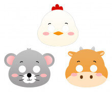 동물 가면 만들기 (쥐,닭,소)