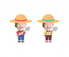 삽 들고 있는 아이 합성이미지