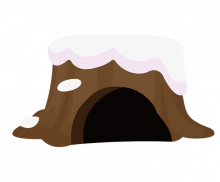 눈 쌓인 나무 밑둥