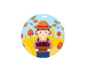 고구마 수확하는 아이 (남아) 라벨