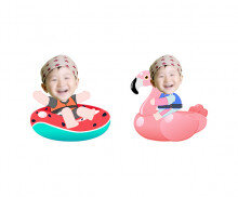 튜브 타고 있는 아이 합성이미지