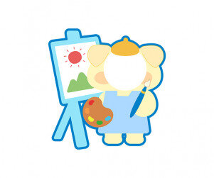 그림 그리는 강아지 합성이미지