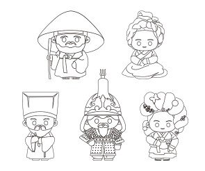 한국 위인 색칠 모음(이순신,김삿갓,한석봉,신사임당,황진이)