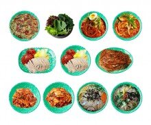 새참 음식(접시에 담긴)