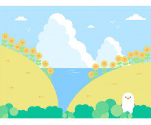 여름 언덕 배경