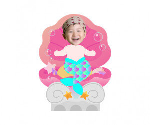 분홍 조개에 앉아 있는 인어 합성이미지(남아)