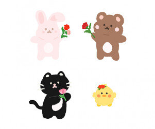 카네이션 들고 있는 동물