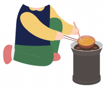 달고나 만드는 아이 합성이미지