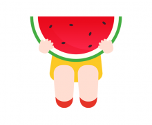 수박 먹는 여자아이 합성이미지