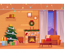 크리스마스 거실 배경