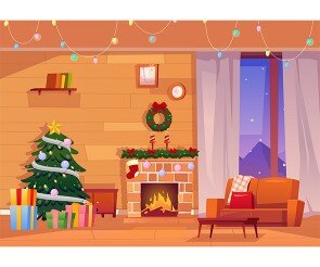 크리스마스 거실 배경