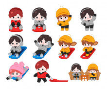 눈썰매장에 있는 아이