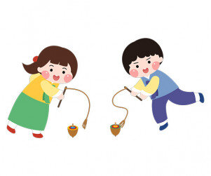 팽이치기하는 아이들