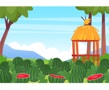 원두막과 수박밭 배경 (아이없음)