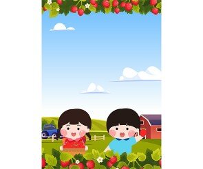 딸기농장과 아이들 배경