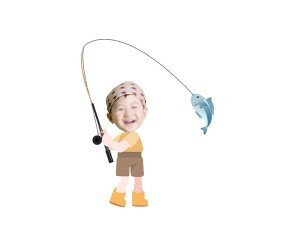 낚시하는 아이 합성이미지