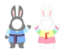 한복 입은 토끼 합성이미지