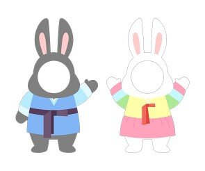 한복 입은 토끼 합성이미지