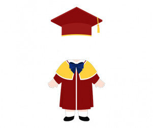 졸업 가운 입은 아이 합성이미지