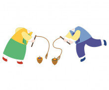 팽이치기하는 아이들 합성이미지