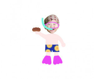 잠수하는 아이 합성이미지 (남아)