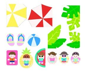 [개별도안] 여름 수영장 창문, 문장식 만들기