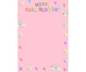 HAPPY CHILDRENS DAY 테두리 (분홍) (세로)