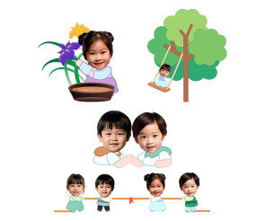 전통놀이, 풍습 체험하는 아이 합성이미지