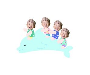 돌고래 타는 아이들 합성이미지