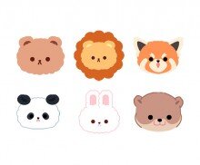 동물 얼굴(곰,수달,레서판다,사자,판다,토끼)