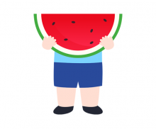 수박 먹는 남자아이 합성이미지